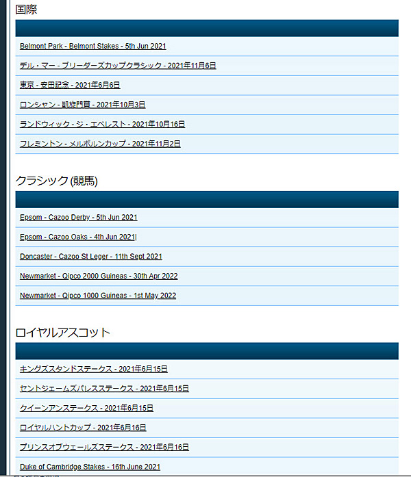 賭けられるレース