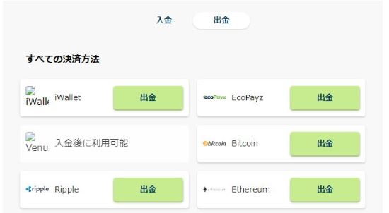 ボンズカジノ 出金の決済方法を選択