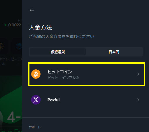 スポーツベットアイオー 入金通貨を選択